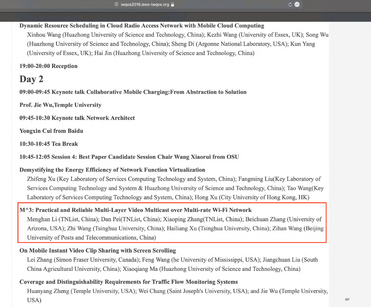 Jun 2016: Congrats to Menghan et al. on being selected as the best paper in IWQoS 2016!